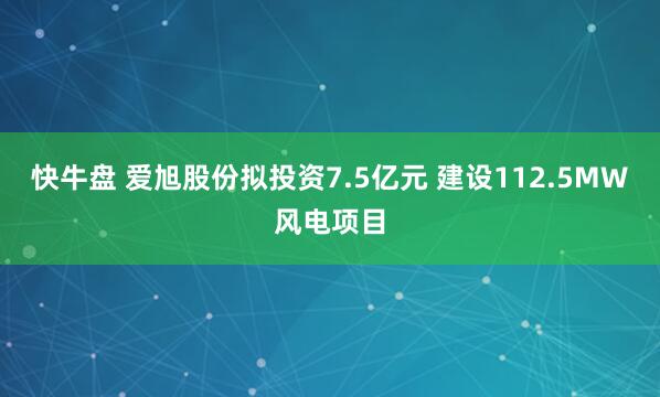 快牛盘 爱旭股份拟投资7.5亿元 建设112.5MW风电项目