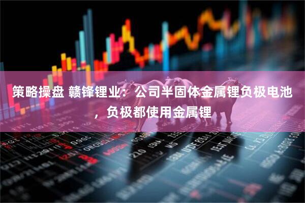 策略操盘 赣锋锂业：公司半固体金属锂负极电池，负极都使用金属锂
